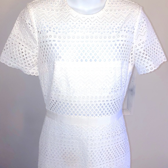 Self-Portrait White  Bea Guipure  Embroidery Lace Midi Dress - Picture 4 of 11